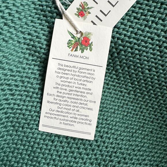 Fanm Mon x Hill House Winter Bloom Blue Rose Cardigan Hunter Green - Picture 7 of 9